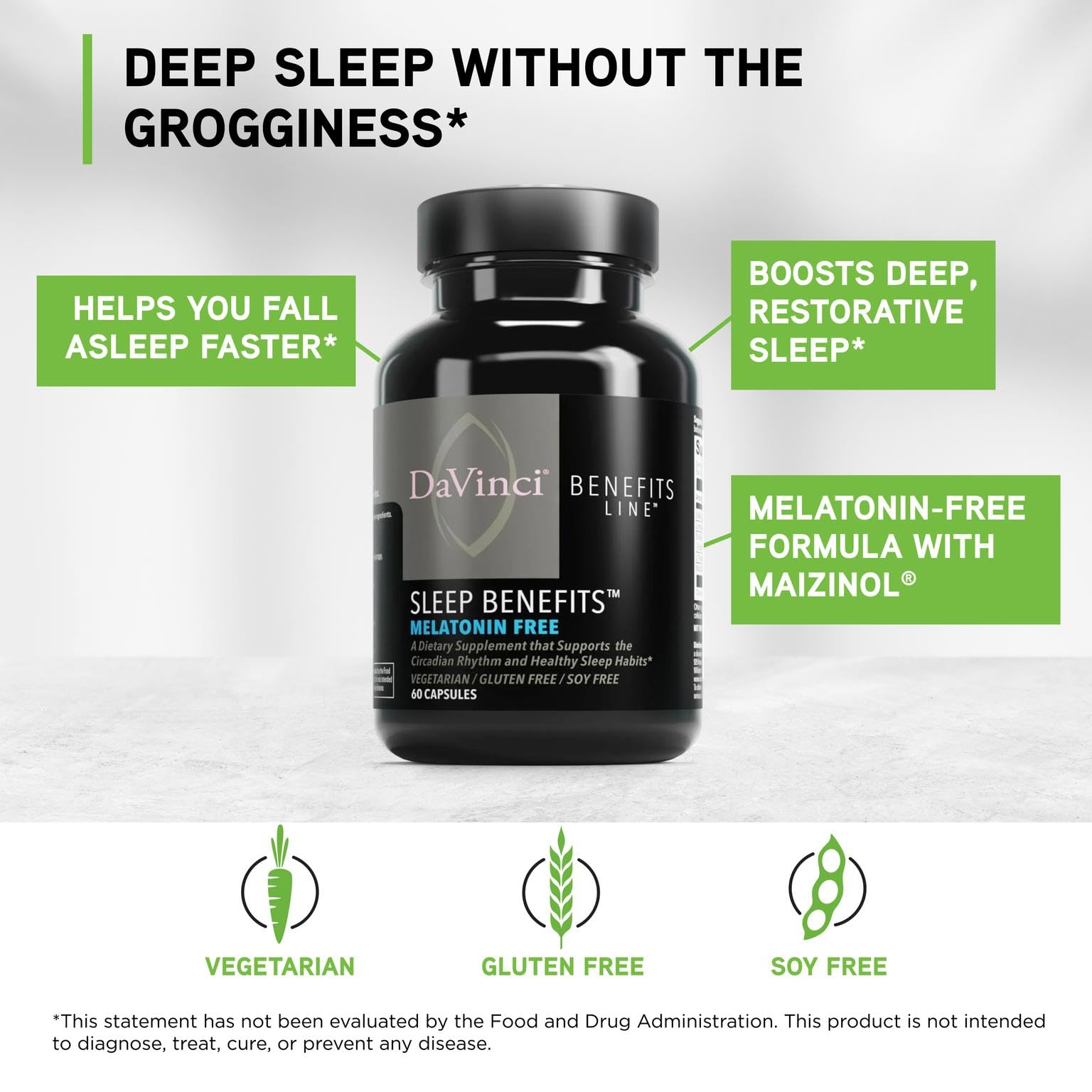 Maizinol ingredient close-up from Davinci Labs Sleep Benefits, melatonin-free option