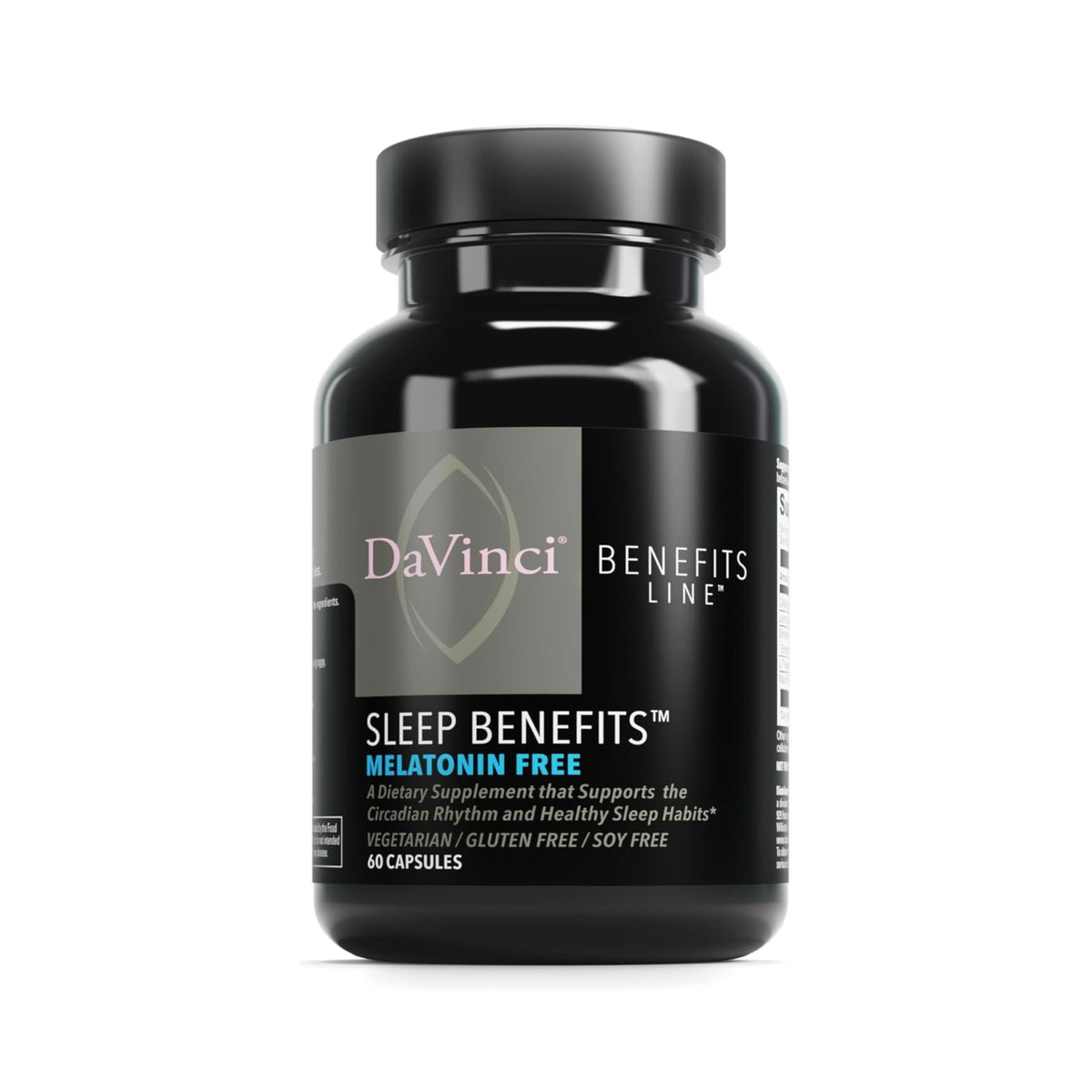 Davinci Labs Sleep Benefits bottle shown for easy nightly rest