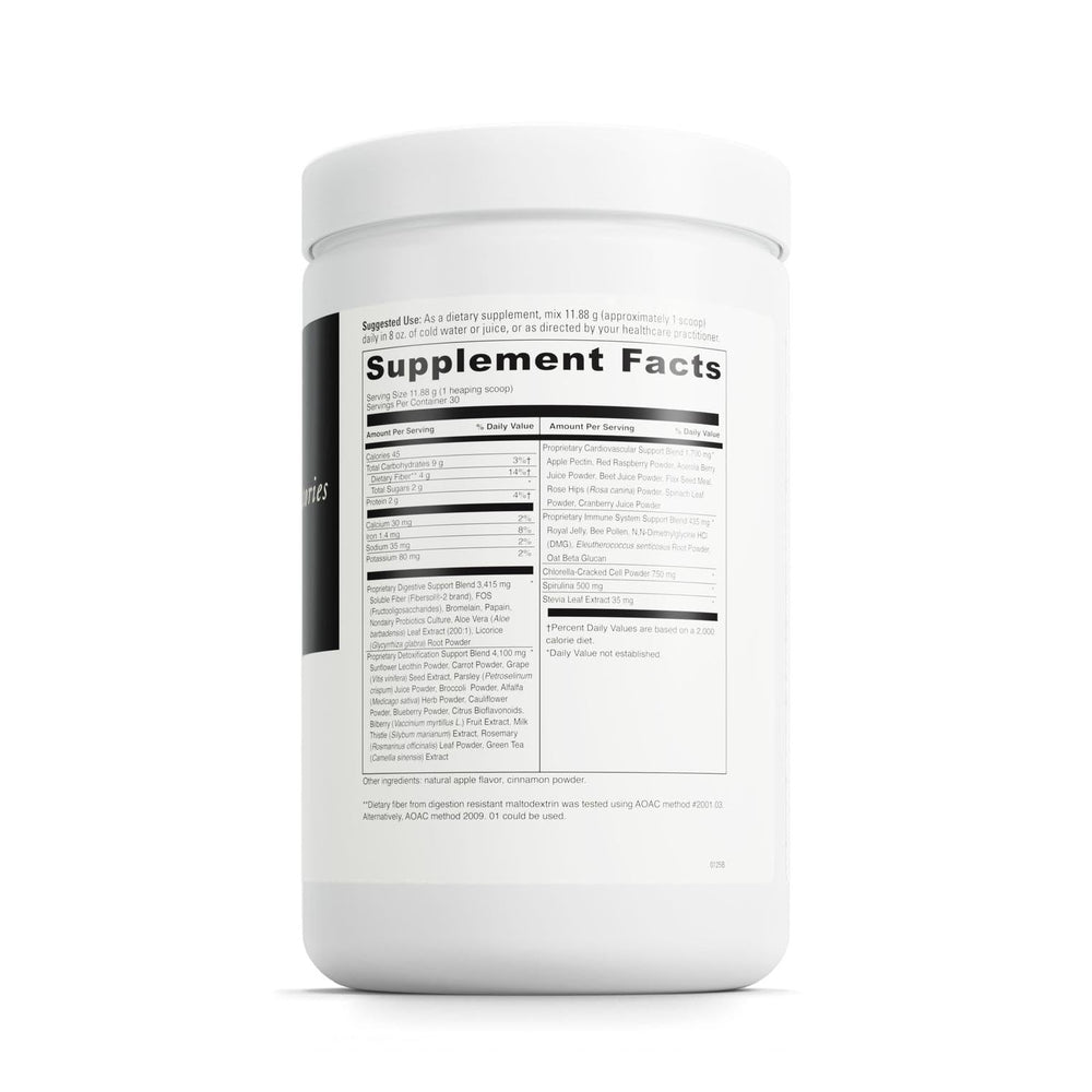 DAVINCI Labs Spectra Greens Detoxifier label closeup highlighting probiotic blend and digestive enzymes