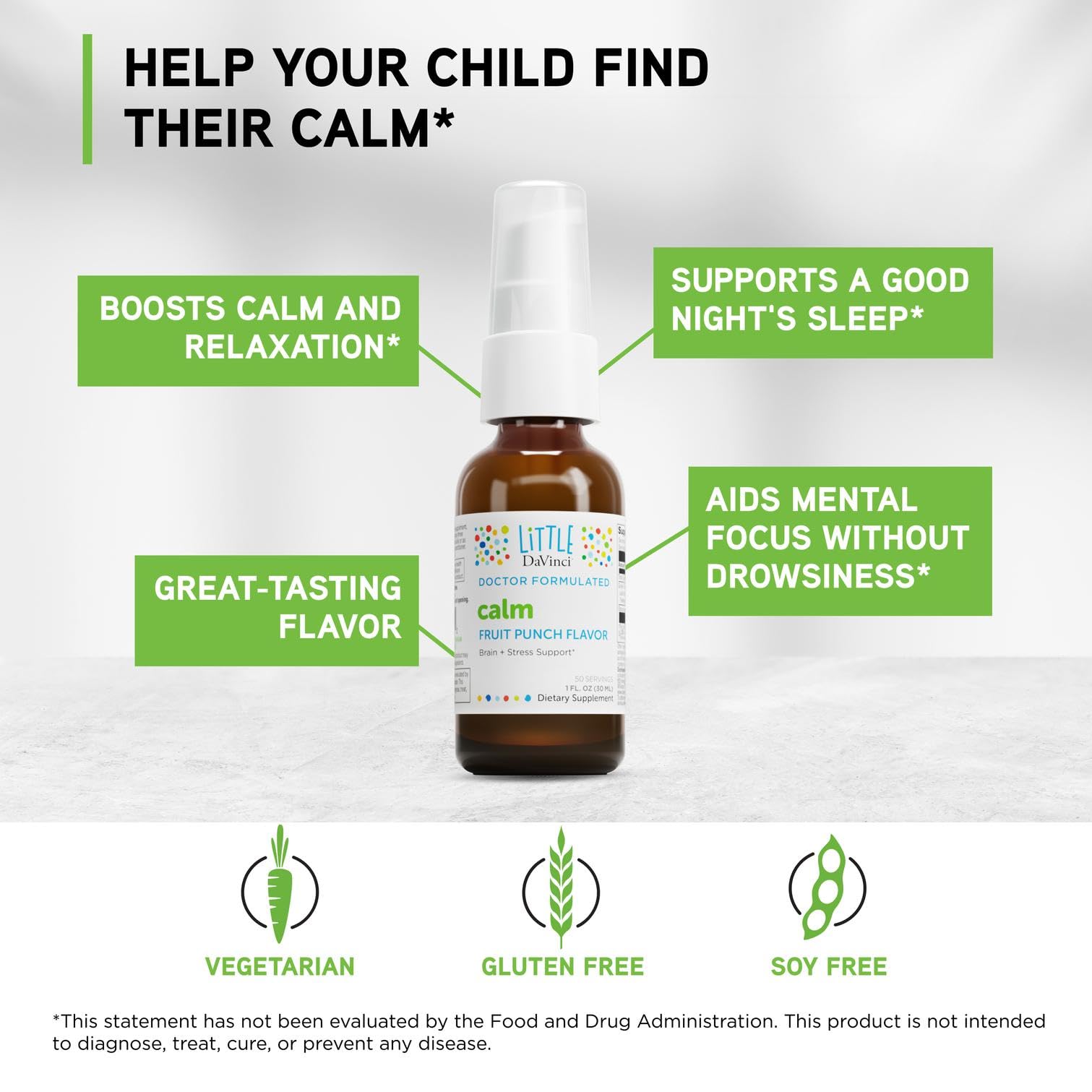 Little Calm green tea leaf extract indicates gentle brain support