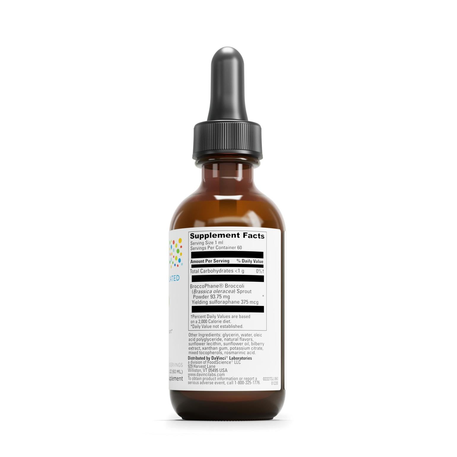 Close-up of the label on DAVINCI Little Sync Up bottle
