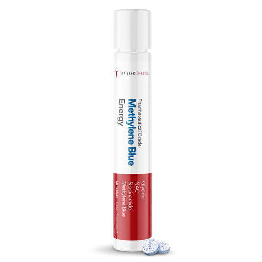 Da Vinci Medical Methylene Blue USP tablets bottle showing pharmaceutical-grade purity for daily use.