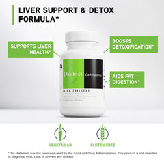 DAVINCI Milk Thistle ingredients panel highlights silymarin flavonoids for liver support