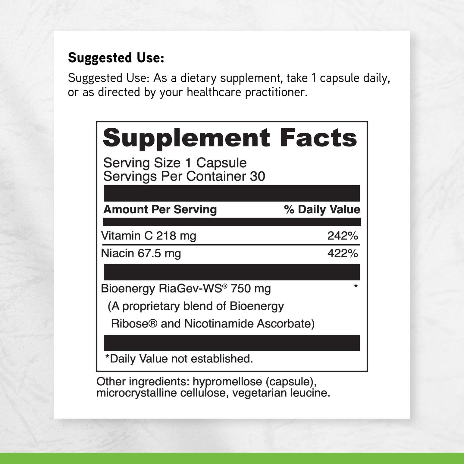 DAVINCI NAD+ Activate capsules close-up focusing on Bioenergy RiaGev-WS blend