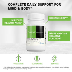 DaVinci NAD+ Activate with Glutathione label showing vegetarian formula.