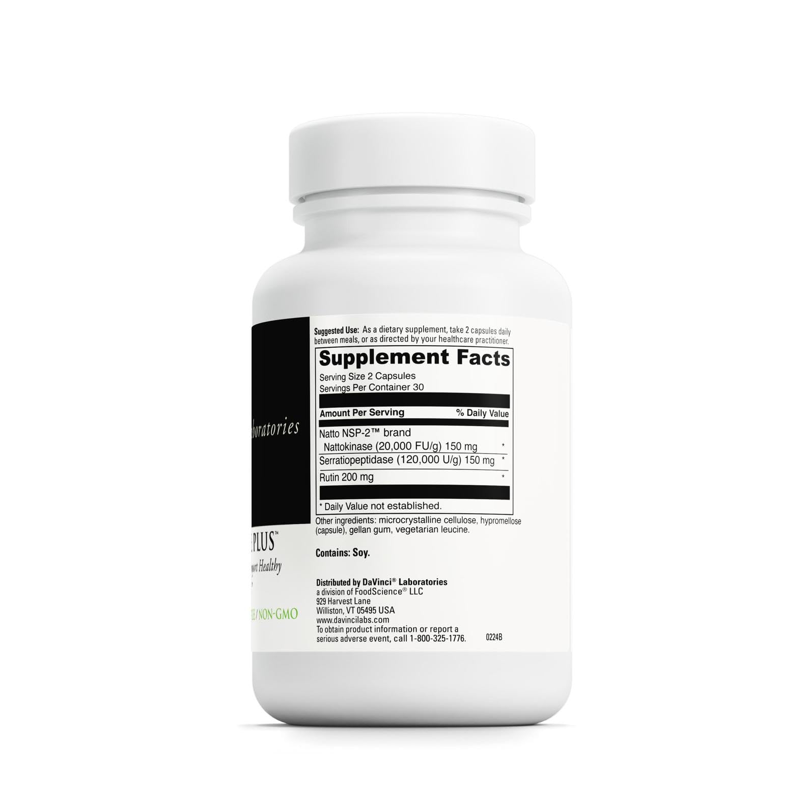 DAVINCI Nattokinase Plus capsules closeup highlighting high-potency formula
