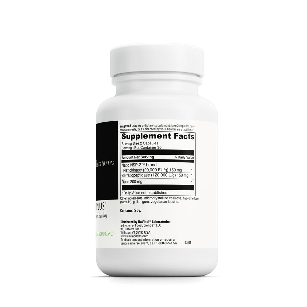 DAVINCI Nattokinase Plus capsules closeup highlighting high-potency formula