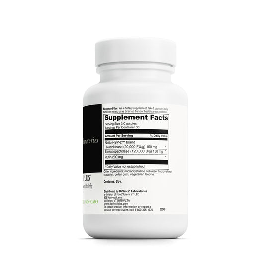 DAVINCI Nattokinase Plus capsules closeup highlighting high-potency formula