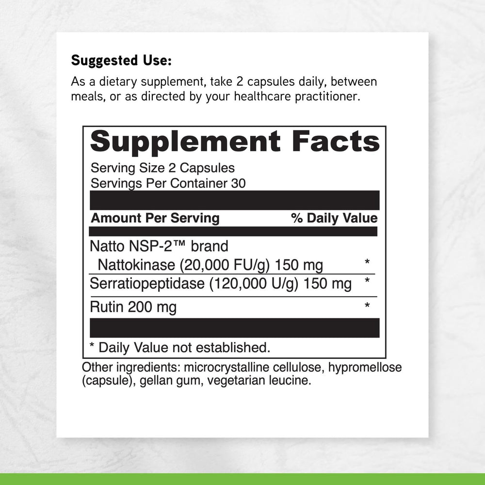 DAVINCI Nattokinase Plus label detail showing antioxidant ingredients