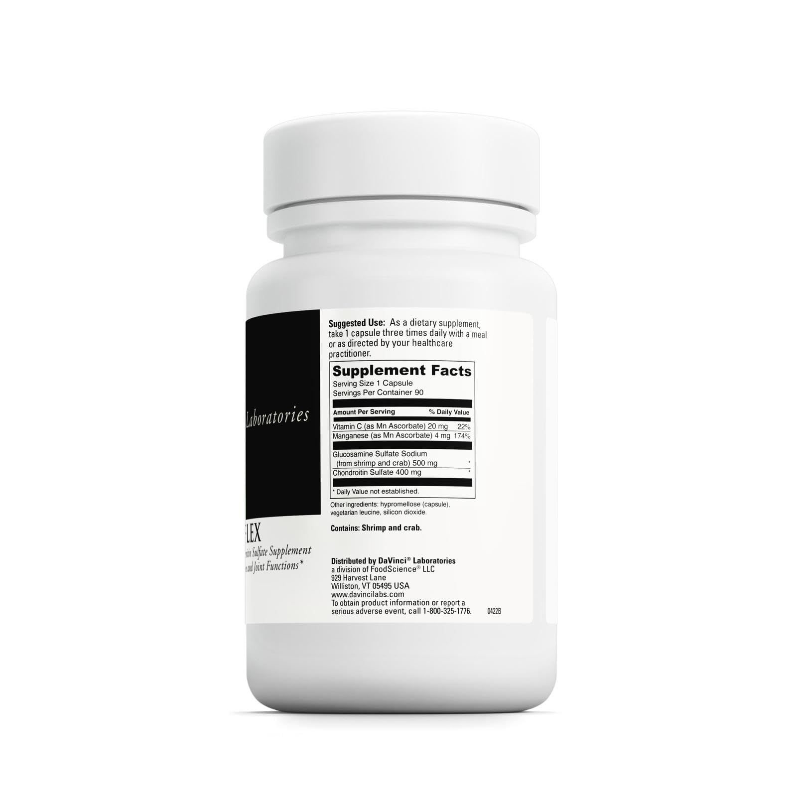 Close-up of DAVINCI Natural Flex capsules showing small, easy-to-swallow tablets for joint comfort.
