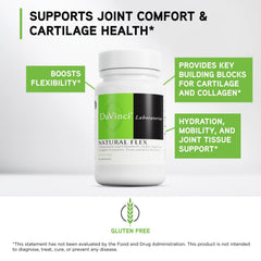 DAVINCI Natural Flex label highlighting glucosamine and chondroitin ingredients for connective tissue support.