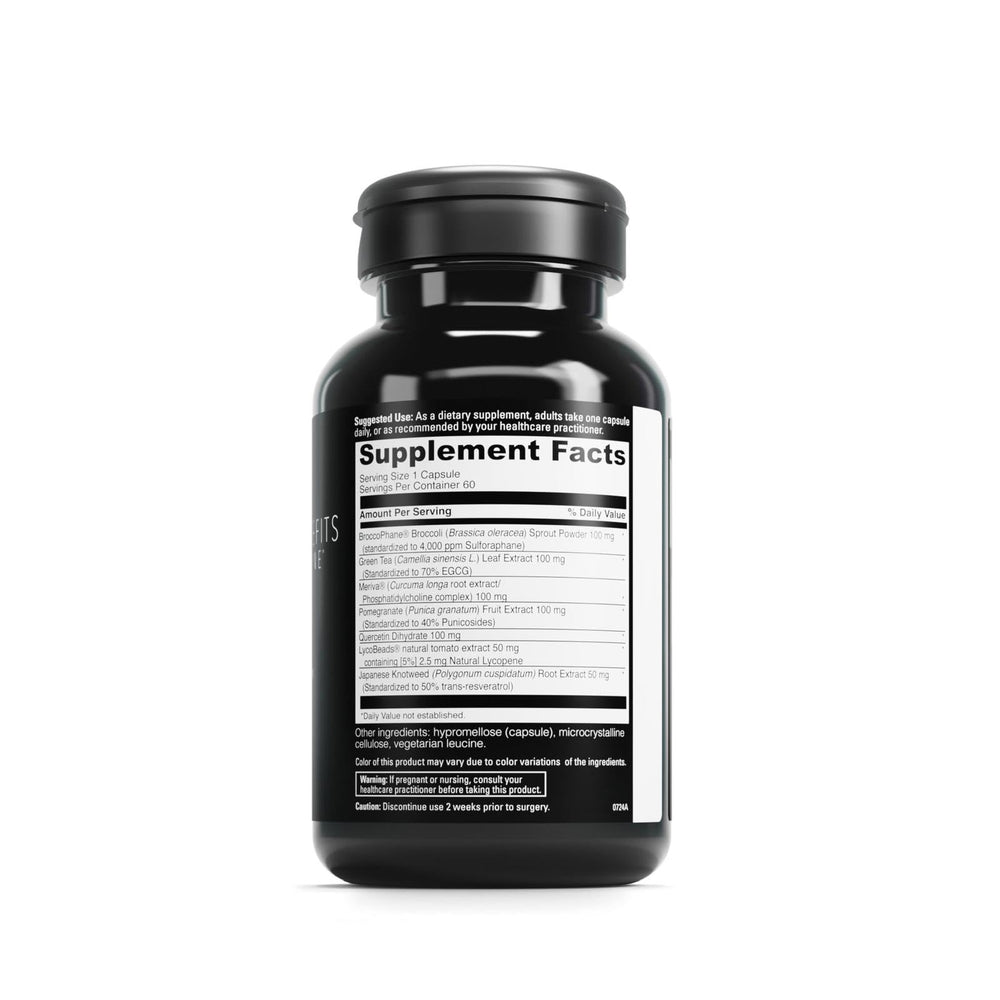 Closeup of capsules highlighting Meriva curcumin and green tea for immune-friendly support.
