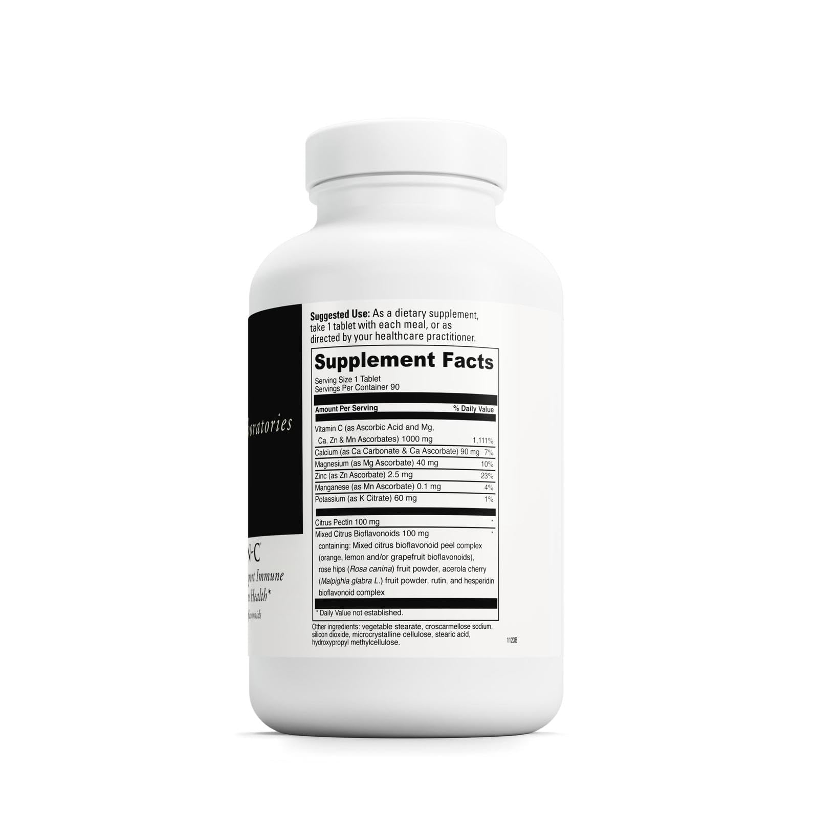 Close-up of the DAVINCI Poten-C bottle label emphasizing gluten-free and vegetarian formulation.