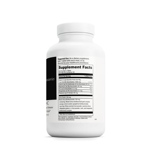 Close-up of the DAVINCI Poten-C bottle label emphasizing gluten-free and vegetarian formulation.