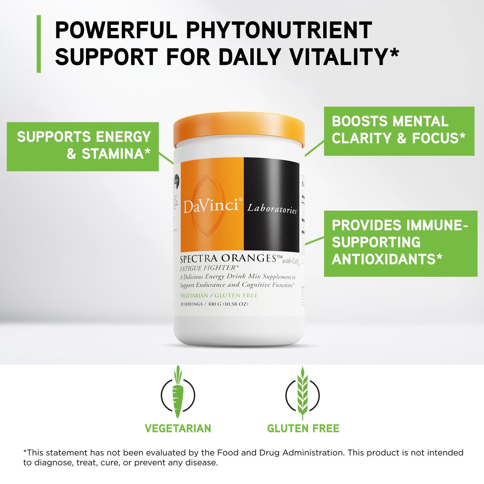 Davinci Spectra Orange powder dispensing scoop ready to mix for quick energy