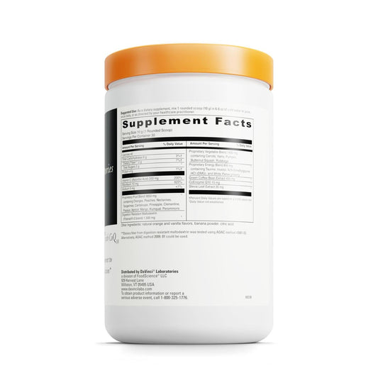 Davinci Spectra Orange tub back ingredients highlight endurance and focus blend