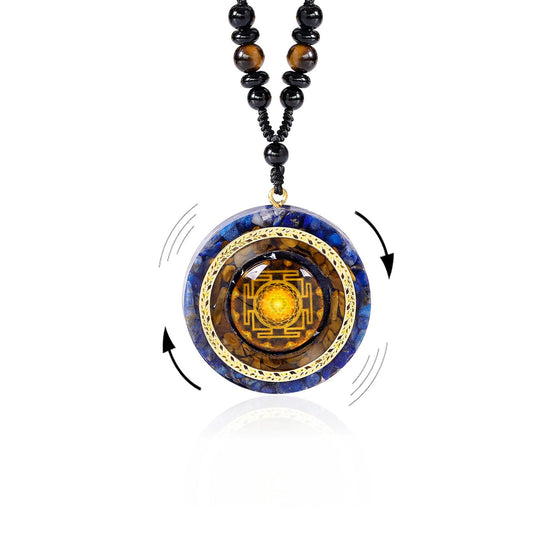 Day Day Up Lapis Lazuli Orgone Pendant with Sri Yantra for balanced energy and calm focus