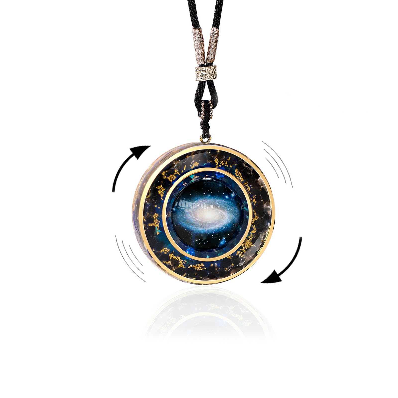 Day Day Up Nebula rotatable pendant with lapis lazuli promotes calm focus.