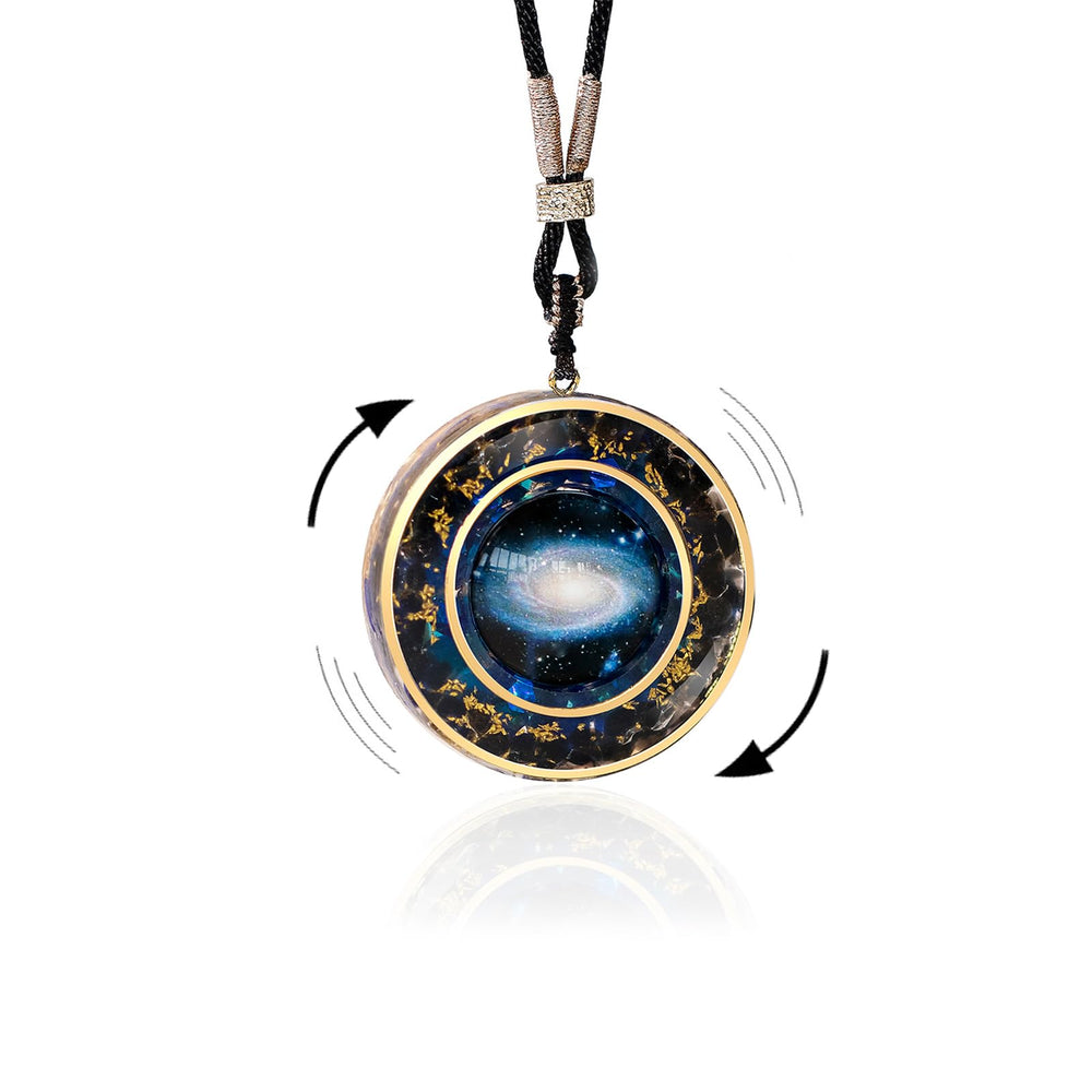 Day Day Up Nebula rotatable pendant with lapis lazuli promotes calm focus.