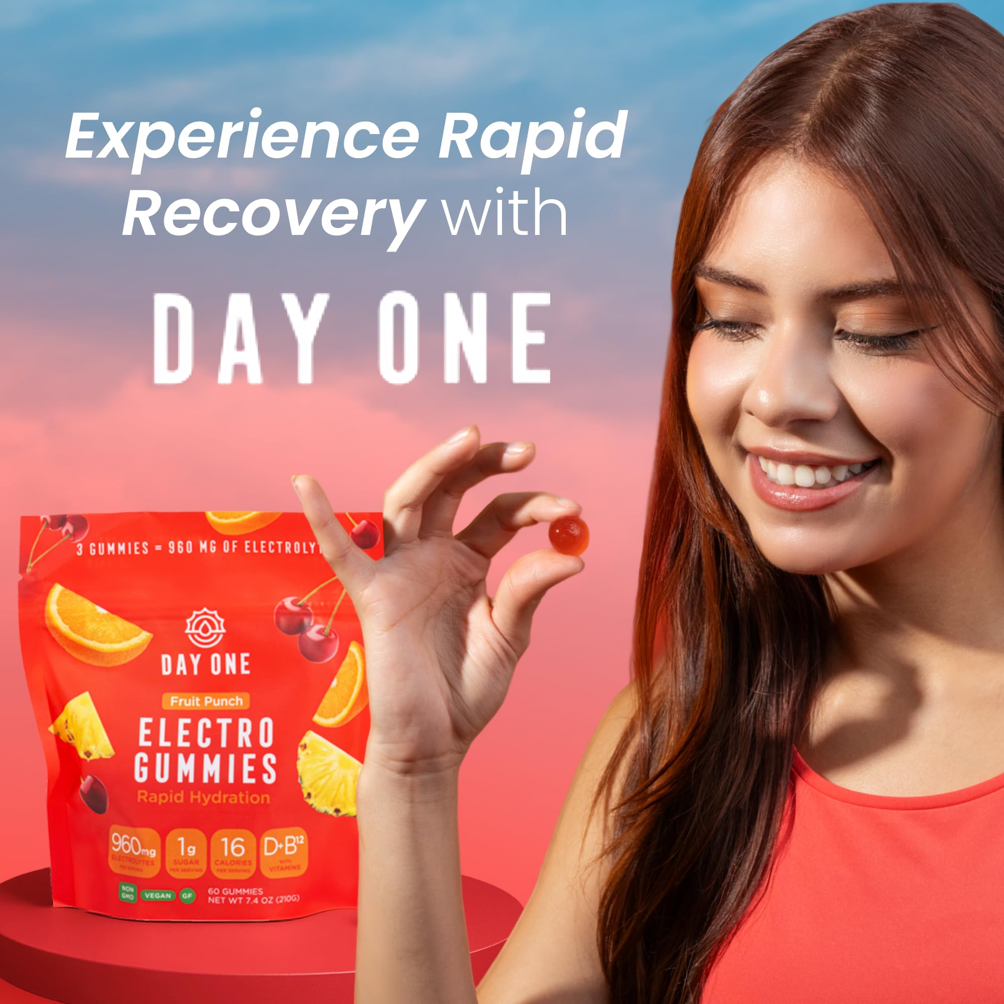 Icon indicating vegan gluten-free option for Day One Electrogummies fruit punch.
