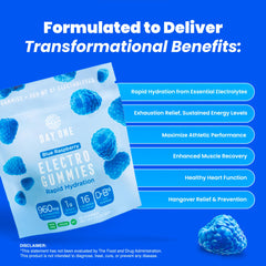 Day One Electrogummies packaging front shows 60-count keto-friendly hydration bites.