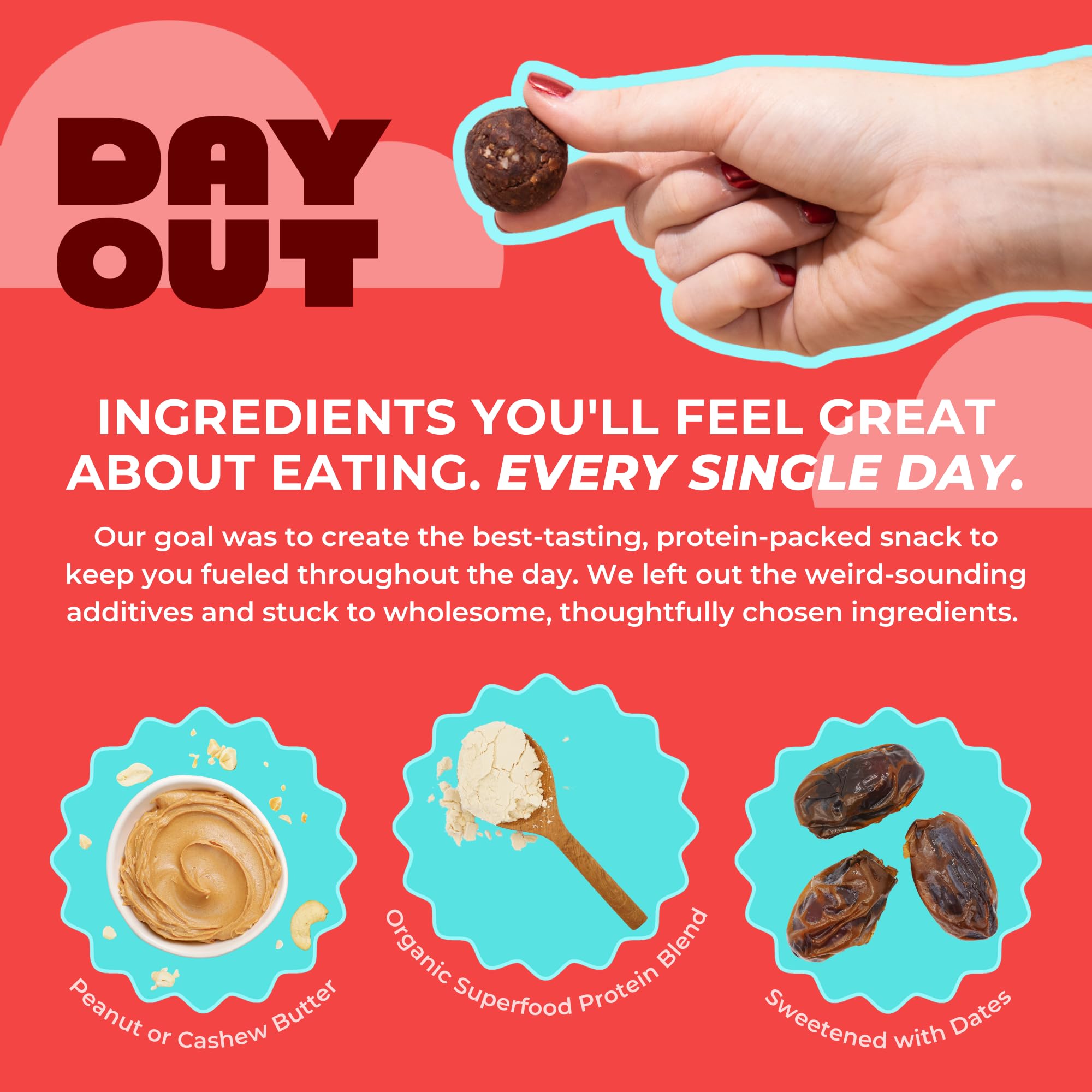Day Out Protein Snack Balls real ingredients for a wholesome snack.