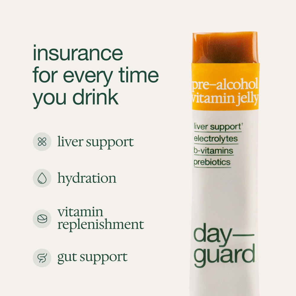 DayGuard jelly sticks open pack ready for quick, water-free consumption.