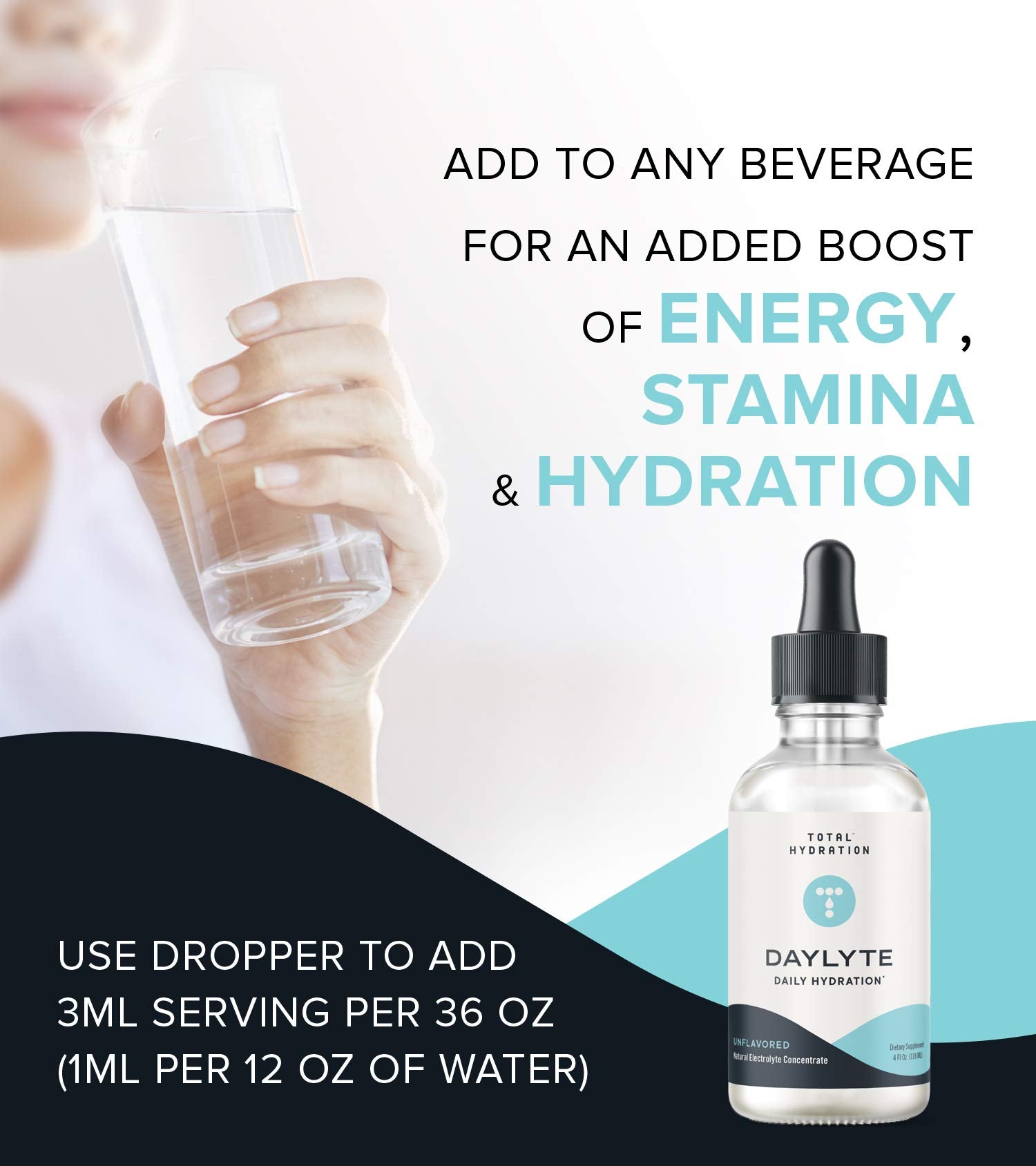 Post-workout hydration idea with Daylyte drops to replenish minerals.