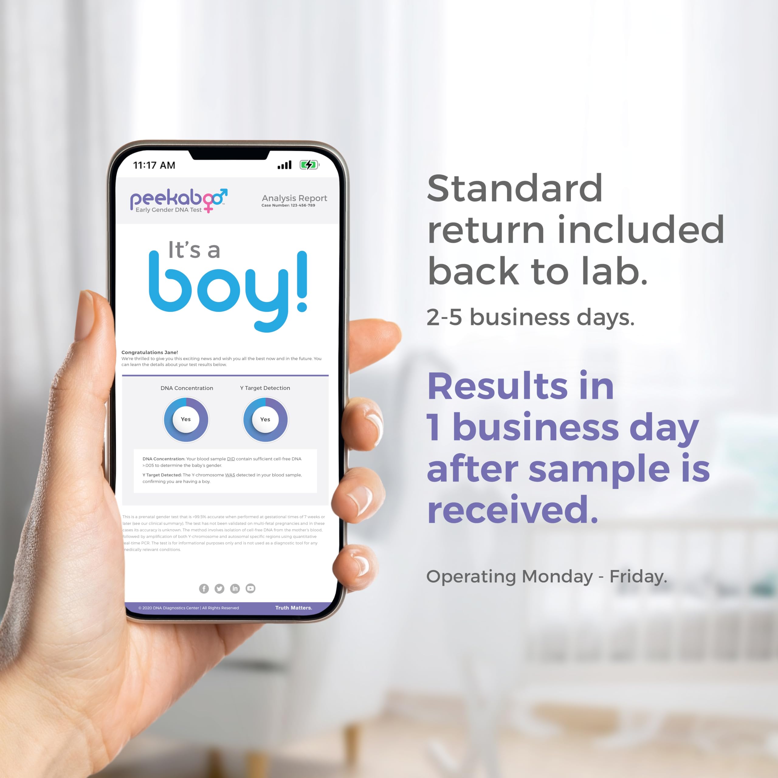 DDC Peekaboo results email showing secure delivery of gender information