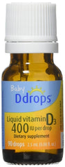 Ddrops Baby 400 IU D3 drops bottle shown for easy supplementation