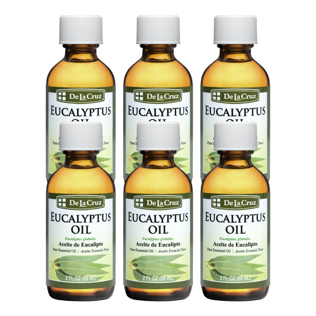 De La Cruz Eucalyptus essential oil bottle pour for easy diffuser dosing