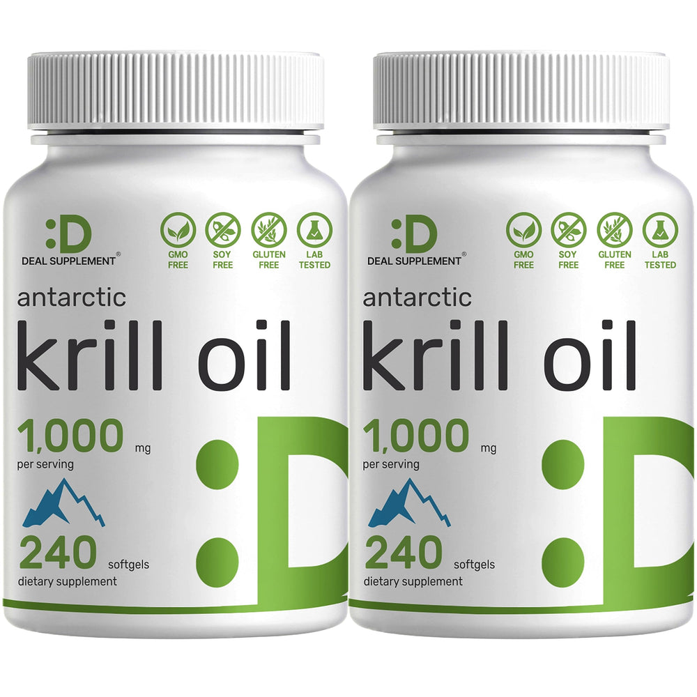 DEAL SUPPLEMENT Antarctic Krill Oil 2-pack bottle shows high potency omega-3 support