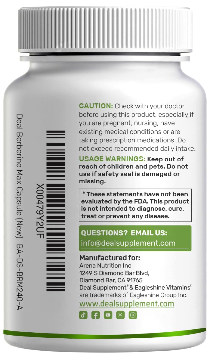 DEAL SUPPLEMENT Berberine Max ingredients panel highlights bioactive extracts