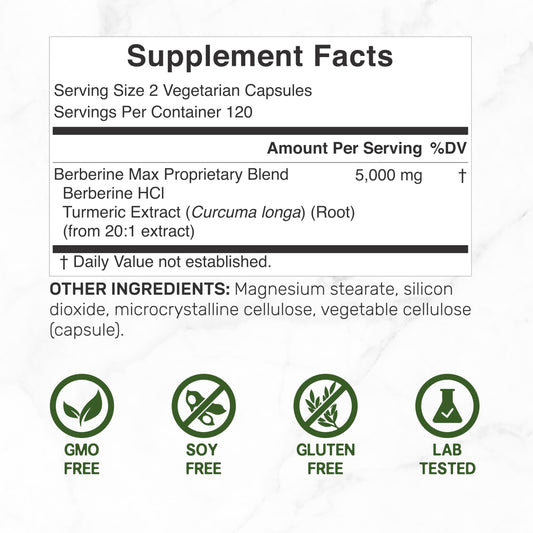 DEAL SUPPLEMENT Berberine Max label close-up showing 97% berberine purity