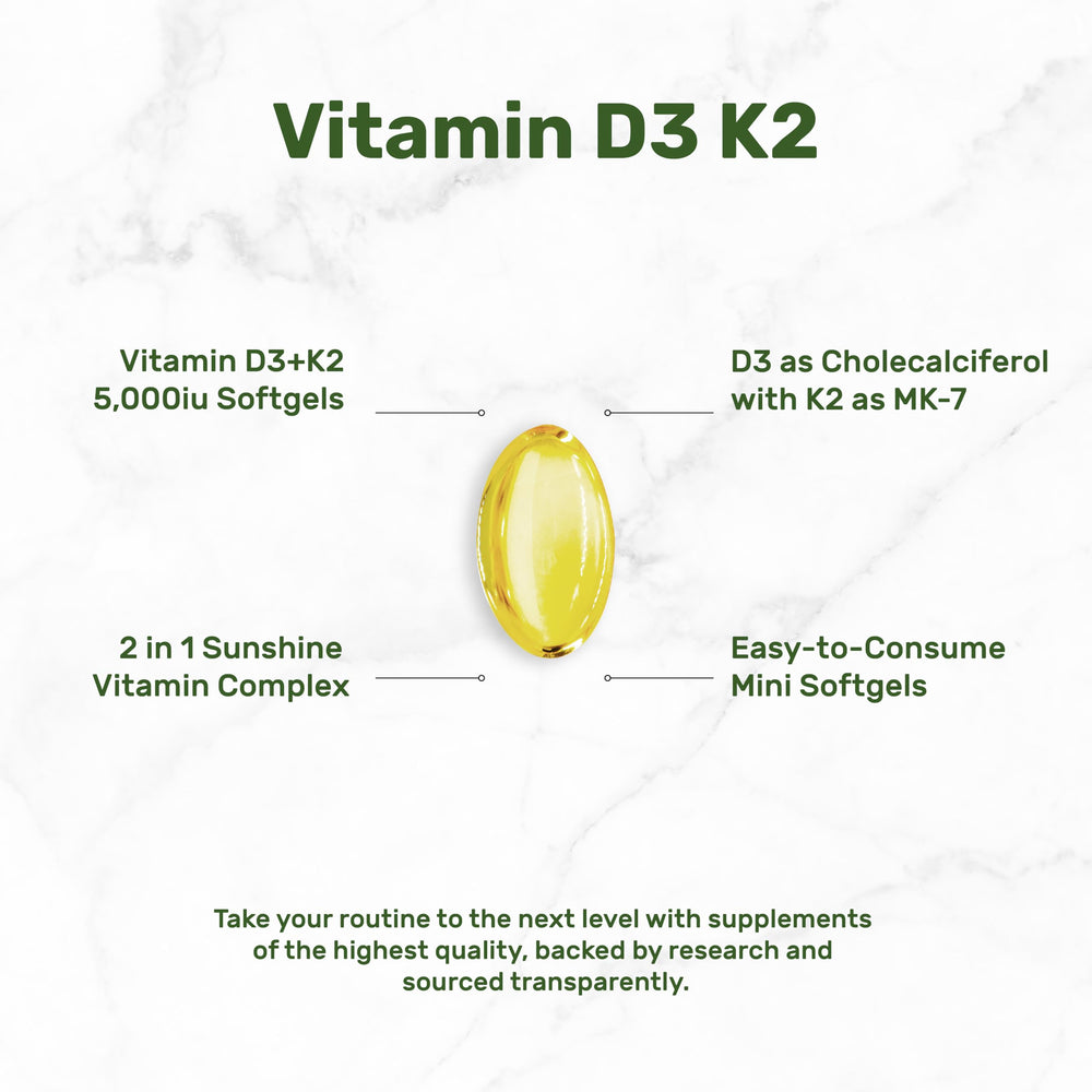 DEAL SUPPLEMENT D3K2 label shows 5000 IU D3 and 100 mcg MK7 for daily use