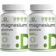 Deal Supplement magnesium glycinate bottle front, highlighting easy absorption and high quality.