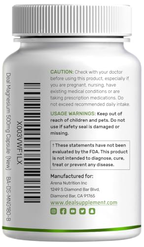 Deal Supplement magnesium glycinate capsules closeup emphasizing chelated magnesium for digestion.
