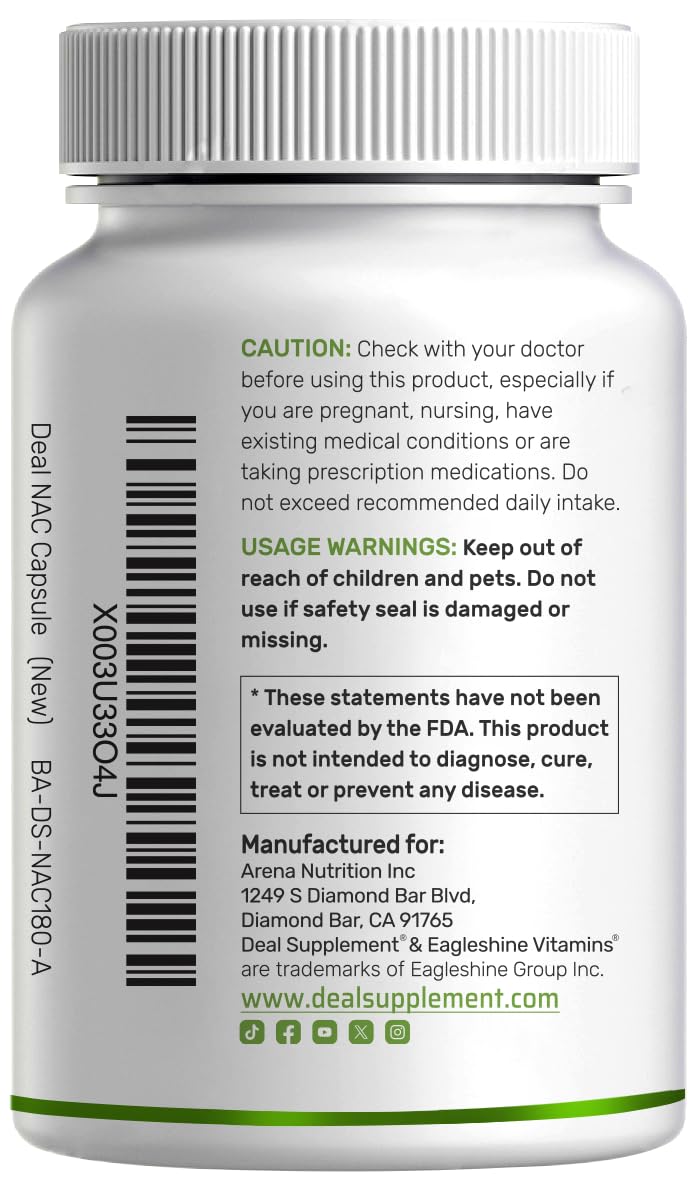 DEAL SUPPLEMENT NAC capsules being poured, demonstrating simple dosing and convenience.