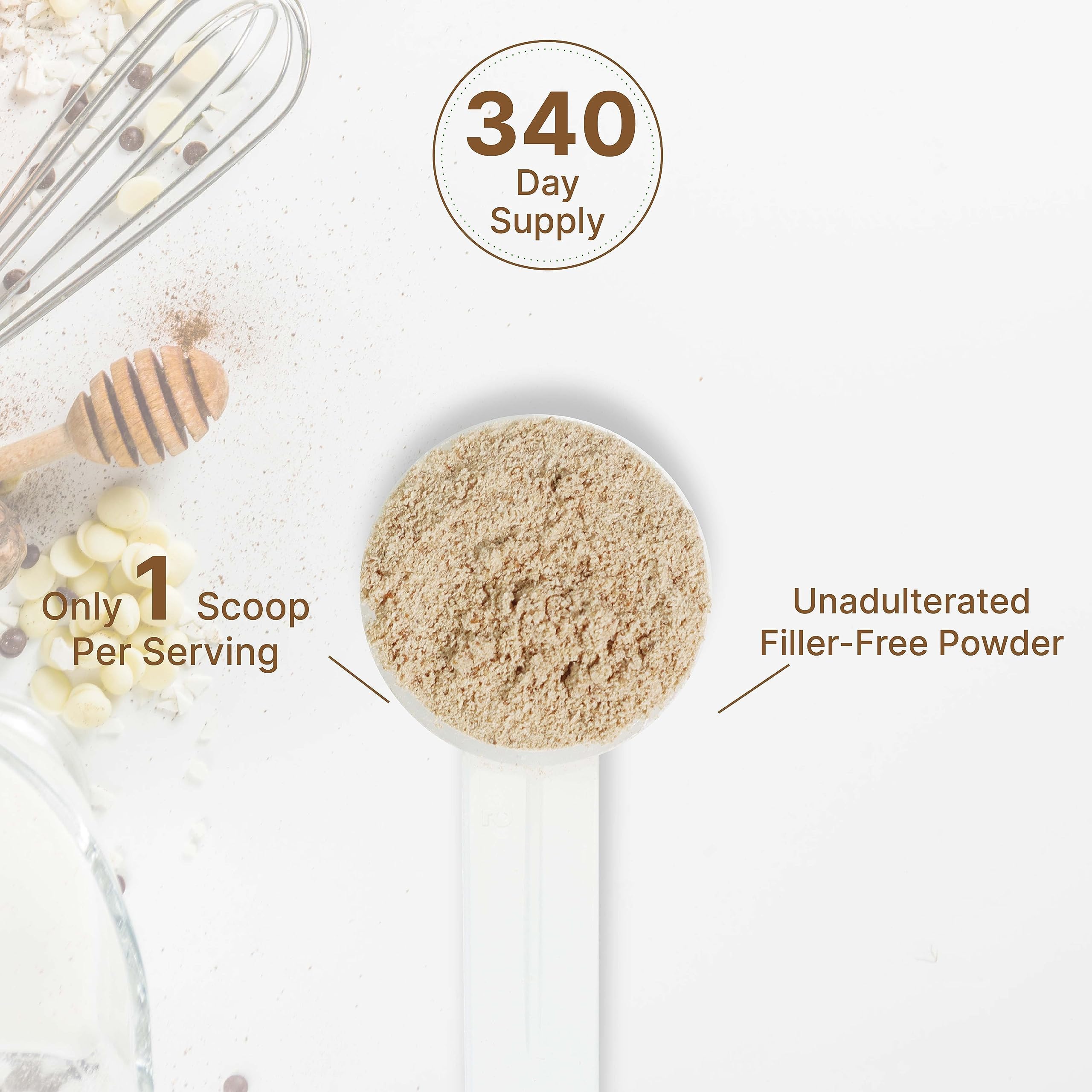 Deal Supplement organic mushroom powder mix-in smoothie cup shows versatile wellness routine.
