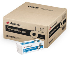 Dealmed 2x2 surgical sponges provide absorbent gauze for wound care