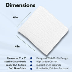 Dealmed 4x4 gauze pad visible in a dispenser box