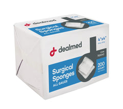 Dealmed 4x4 gauze sponge ideal for dressings in clinics.
