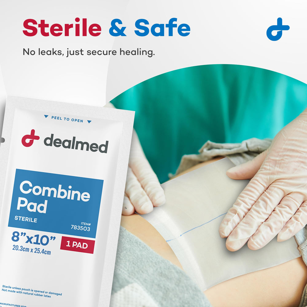 Dealmed ABD Combine Pad individually wrapped for aseptic use.