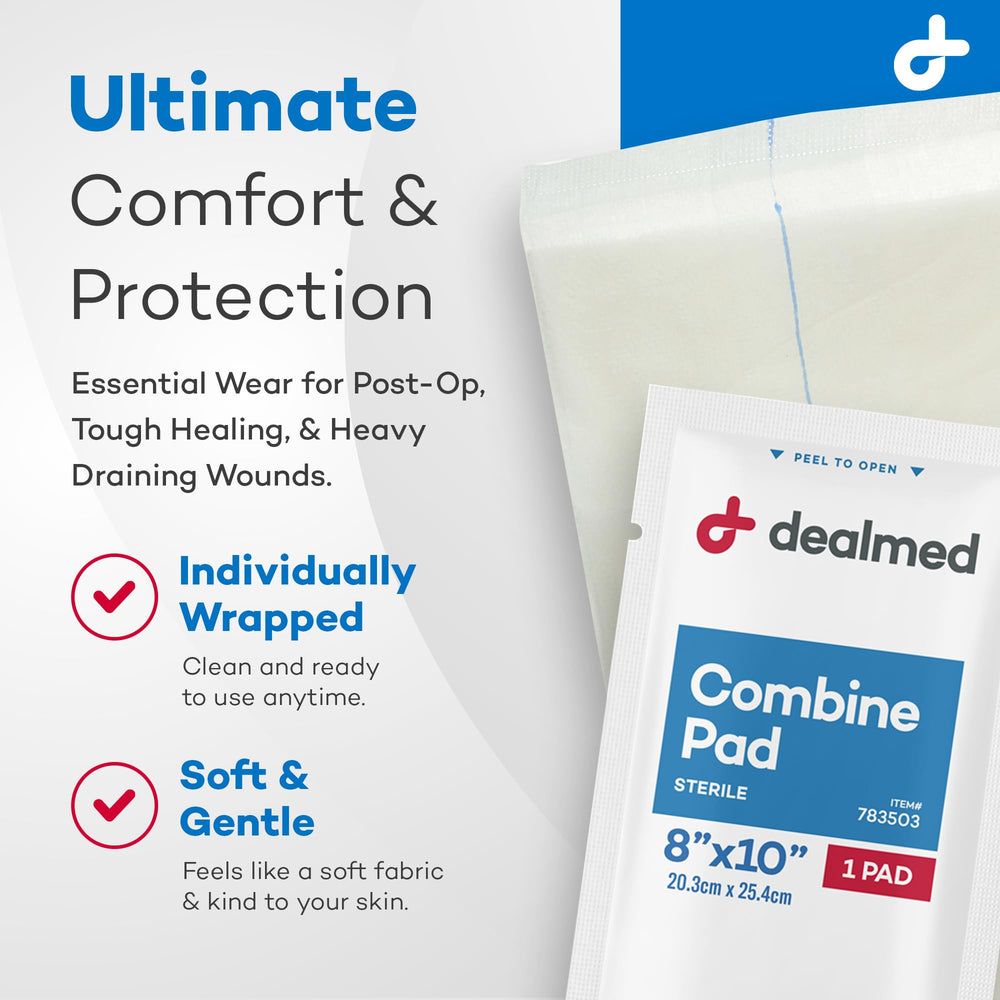 Dealmed ABD Combine Pad with sealed edges illustrate leakage prevention.