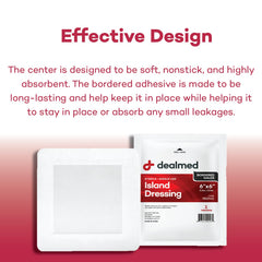 Dealmed adhesive border stays in place without skin irritation.