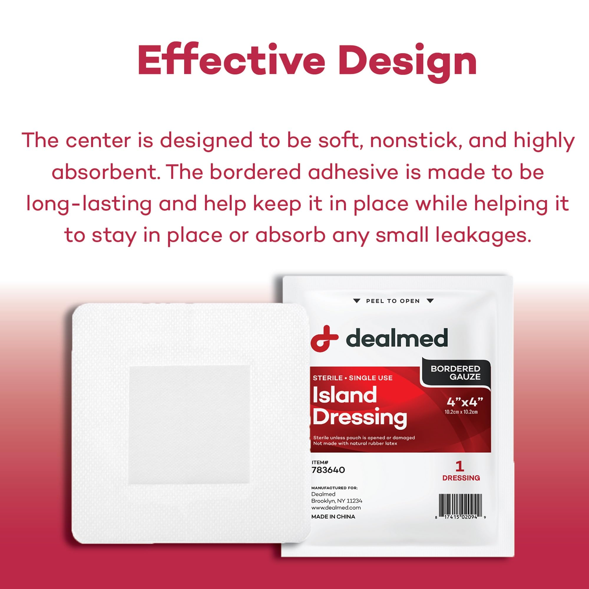 Dealmed adhesive border securing dressing in place