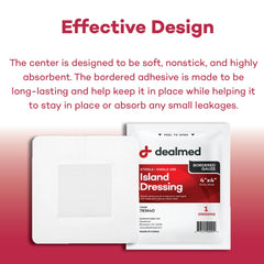 Dealmed adhesive border securing dressing in place