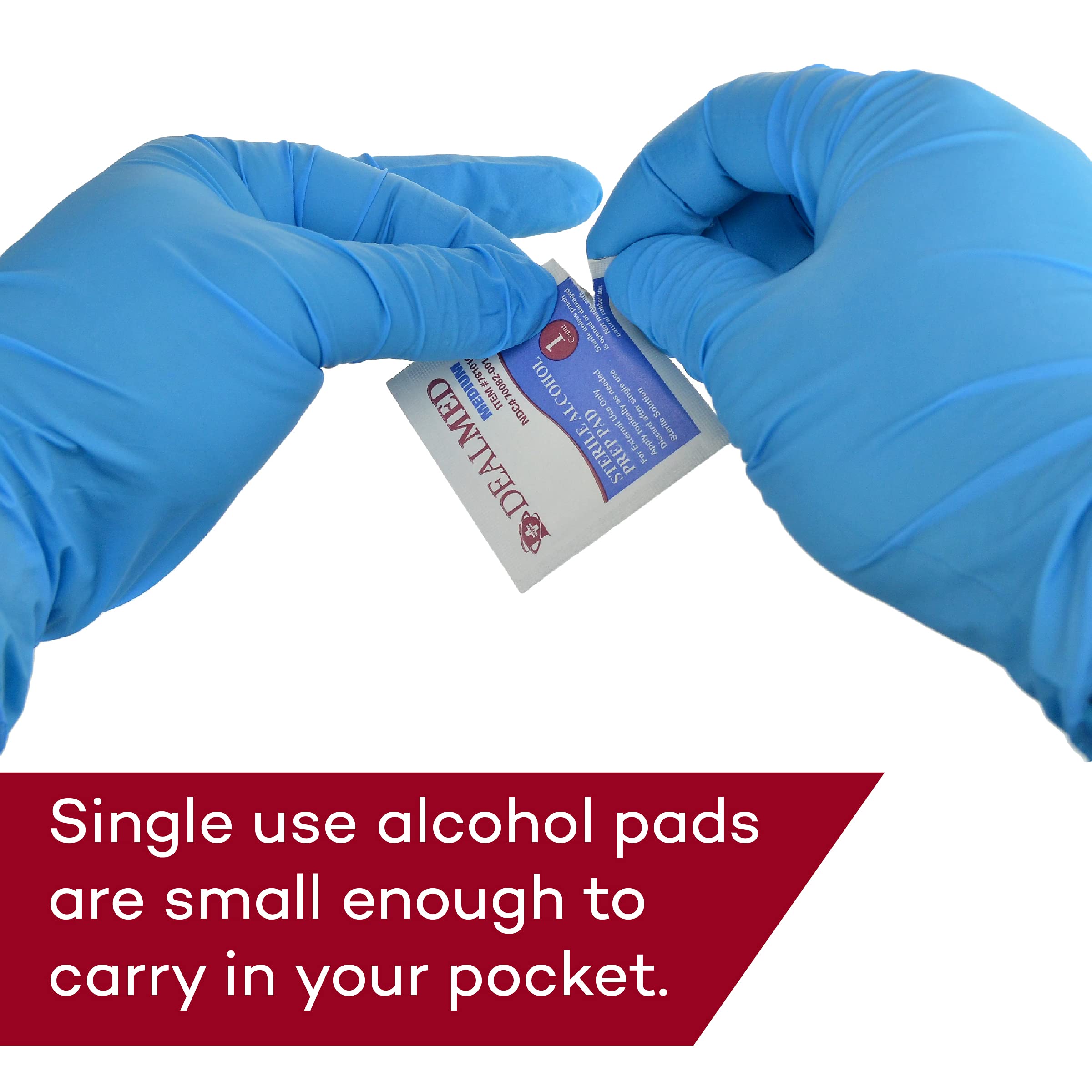 Dealmed latex-free alcohol prep pads reduce irritation during first aid and wound care.