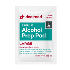 DealMed latex-free alcohol prep pads suitable for sensitive skin and daily first aid.