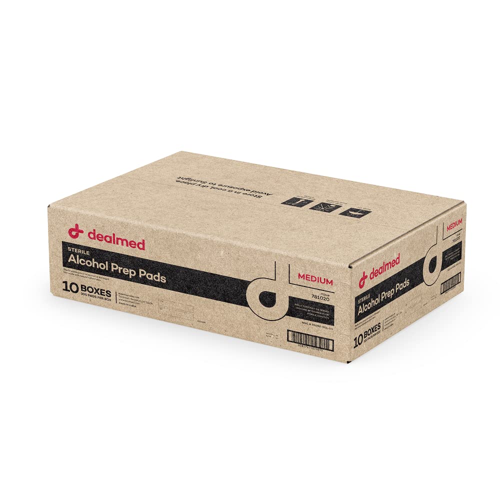 Dealmed alcohol prep pads pocket pack for quick on-the-go skin cleaning and surface prep.